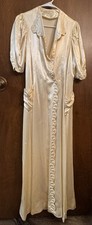 30’s 40’s Ivory Satin Robe Gown M/L Saks Fifth Avenue Hand Made Hollywood Glam