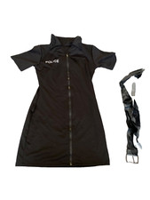 Black Police Officer Zip Up Dress For fancy Dress With Belt