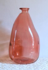 Vintage Habitat Heavy Glass Large Oversized Bottle Vase 14" Pink Orange