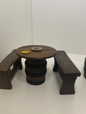 WOODEN PUB BARREL TABLE &
