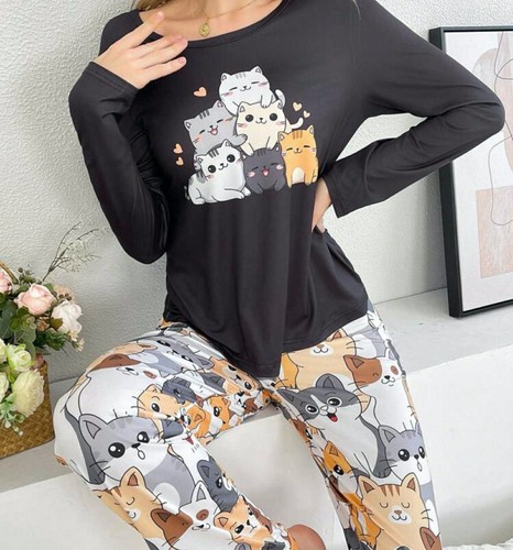 Womens ladies cartoon cat - cartoon,
