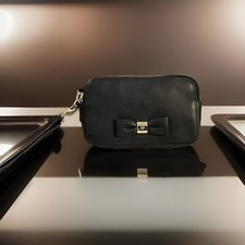 Mulberry Bow - Black Leather  Wristlet With Dust Bag