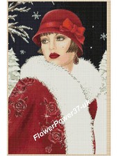 art deco lady cross stitch