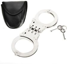 Handcuffs Security Heavy Duty Hinged Metal Police Style Speed cuffs Keys & Pouch