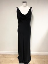 PEARCE FIONDA BLACK DIAMANTÉ TRIM SCOOP NECK LONG EVENING DRESS SIZE 12