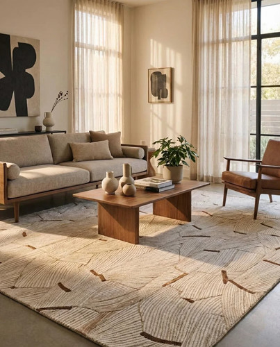 Hand tufted wool rug abstract - tufted,