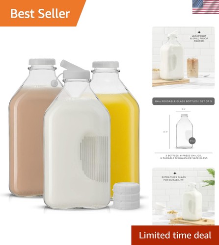 Glass milk bottles - milk, with