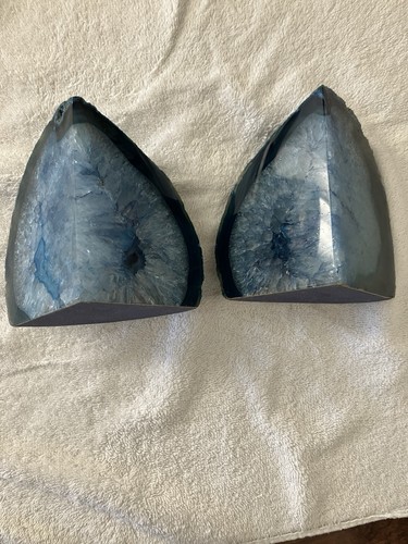 Brilliant blue geode bookends - brilliant,
