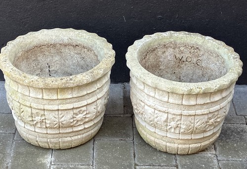 Pair round vintage concrete - pair,