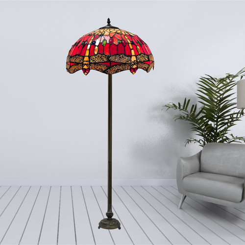 Red floor lamp tiffany style - red,