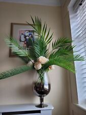 fabulous xxl statement ombre vase with artificial palm stems and peony flowers