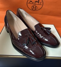 HOBBS Bryony Patent Brogue Loafers Shoes - Mulberry size 5 UK /38 EU Immaculate