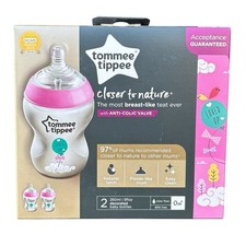 Tommee Tippee Closer To Nature Baby Bottles 260ml Anti-Colic Pack of 2 Pink