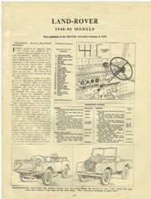 LAND ROVER SERIES I PETROL '48-50 MOTOR TRADER TECHNICAL DATA / SERVICE BULLETIN