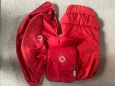Bugaboo Cameleon 1 2 3 Tailored Fabric Hood, Apron Canopy Red +unbrand Footmuff