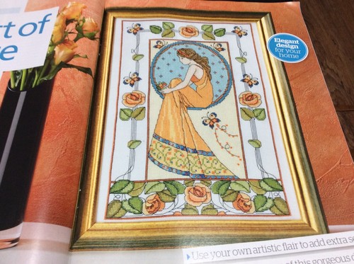 Art nouveau lady cross stitch - art,
