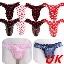 UK Mens Sexy Sissy Panties Lingerie Ruffled Frilly Thong Bikini Briefs Underwear