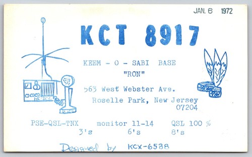1972 kct 8917 qsl - kct, roselle
