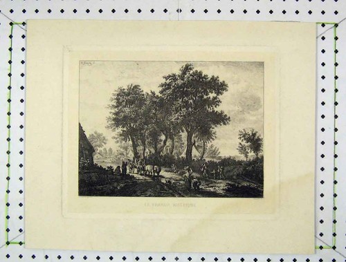Original old antique print - old,