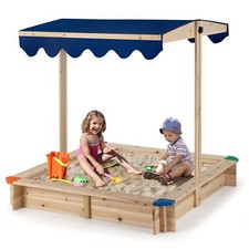 COSTWAY Kids Wooden Sandbox Outdoor Children Play Station Kids Play Sandpit