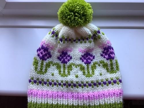 Adult hand knitted - hand, thistle