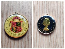 1963 Half Crown coin enamelled