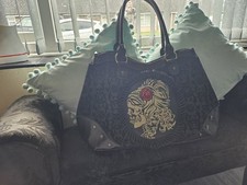 Banned Apparel Gothic Punk Flocked Ivy Black Cameo Large Tote Bag