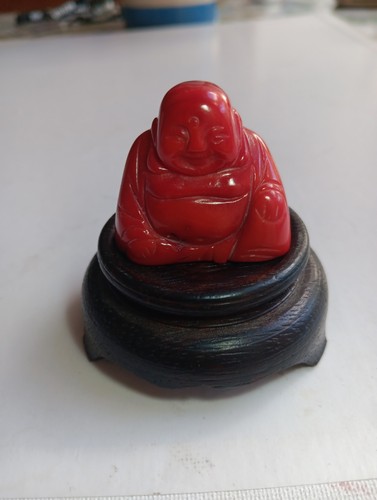 Vintage Coral Laughing Buddha