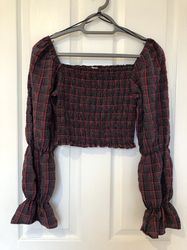 Zara plaid cropped puff - plaid,