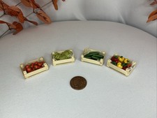 1:12 Scale Dollhouse Vegetable Crates – Set of 4 with Mixed Vegetables Miniature