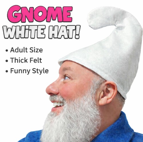 White gnome hat adult dwarf - white,