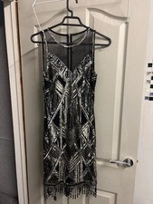 silver sequined Art Deco-style