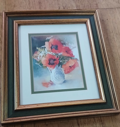 Vintage framed poppy floral - vintage,