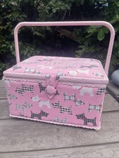 sewing Box Storage With Handle Scottie Dog Fabric Hobby Craft 32x25x20cm