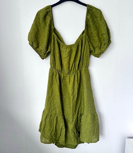Pull bear green linen - pull&bear, woven