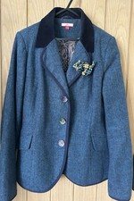 Ladies Joe Browns Blue Herringbone Tweed Blazer Jacket Size UK 10