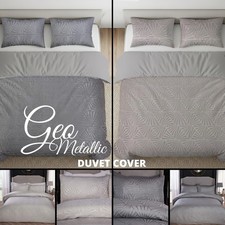 LUXURY DUVET COVER SET JACQUARD GEOMETRIC PATTERN DOUBLE KING SUPER KING SIZE