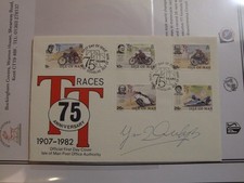 FDC COVER SIGNED ISLE OF MAN TT RACING  RACER JOEY DUNLOP WITH COA