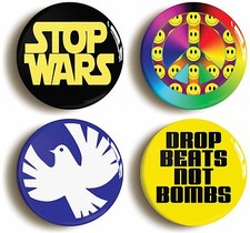 PEACE BADGE BUTTON PIN SET