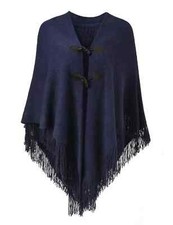 Ferand Women's Open Front Poncho Cape Shawl Fringe Loose Fit Wrap