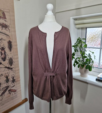 Noa Noa Lightweight Cotton Cashmere Knit V-Neck Cardigan Size L Mushroom NWT