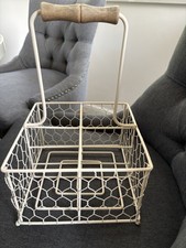 Antique French Galvanised Metal Milk / Wine Bottle Holder - Holds Six Bottles