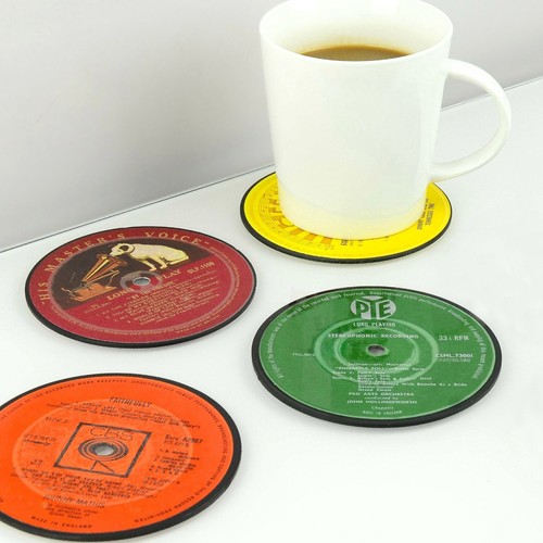 Vinyl record coaster set 4 - record, of