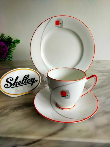 Shelley art deco teacup trio - art,