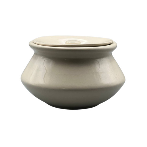 White clay handi with - white, lid