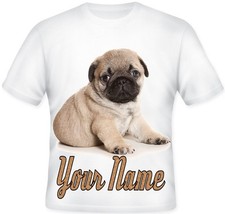 GIRLS Top Personalised Cute Pug Puppy DOG T Shirt BIRTHDAY Gift 