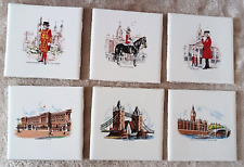 Johnson Bros 6 Ceramic Tiles Chelsea pensioner Yeoman tower of london scenes