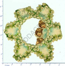 CHRISTMAS GREETING CARD 3D STAND-UP PULL-OUT CHERUBS DAMAGED ANTIQUE