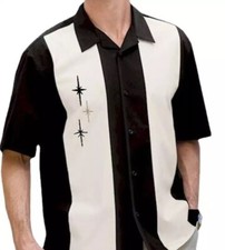 Style Retro Short Sleeve Camp Button Down Casual Top Men Bowling Shirts Cuban