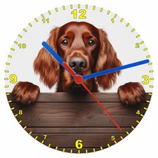 Quartz Clock, Irish Red Setter Peeking Over Wall 200mm or 300mm Battery Included